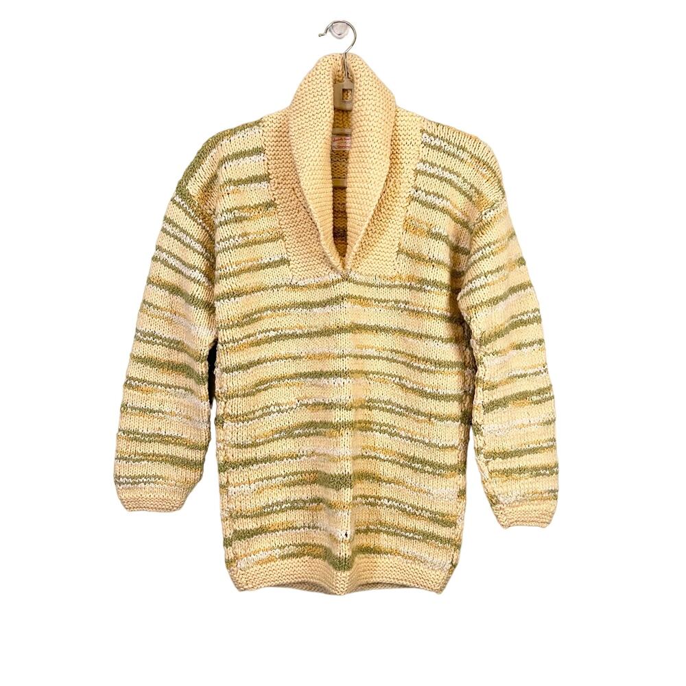 Specially Handmade by Grandma Sweater S/M Striped Knit Cozy Warm Winter Comfy